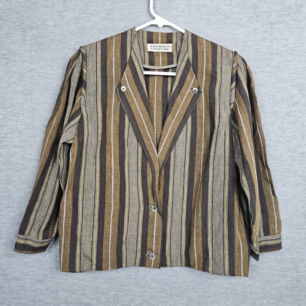 Vintage MADAM & HANAI By Hanai Yukiko Women's Linen No Lining Blazer Size M